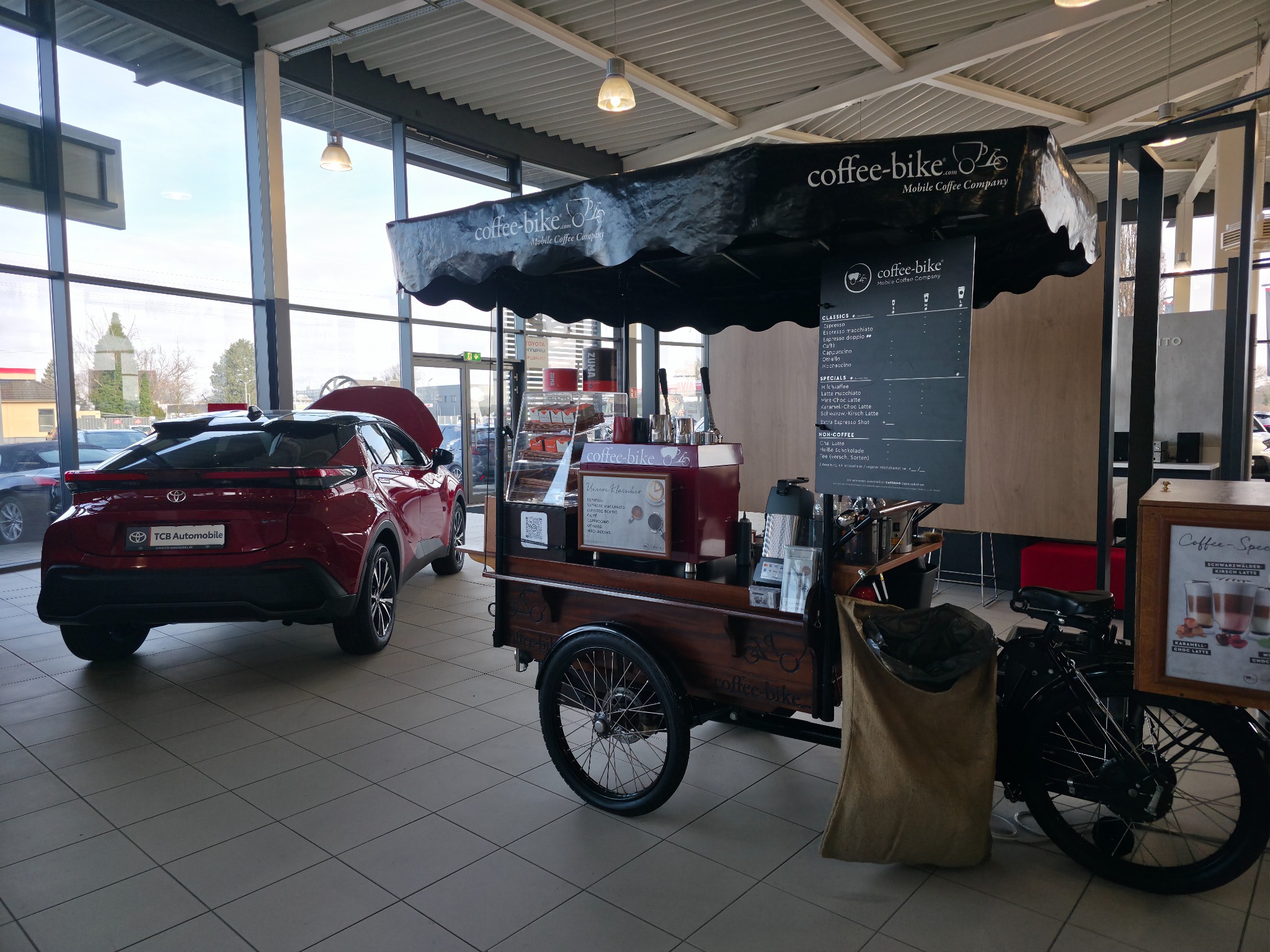 Coffee-Bike bei einem Autohaus-Catering